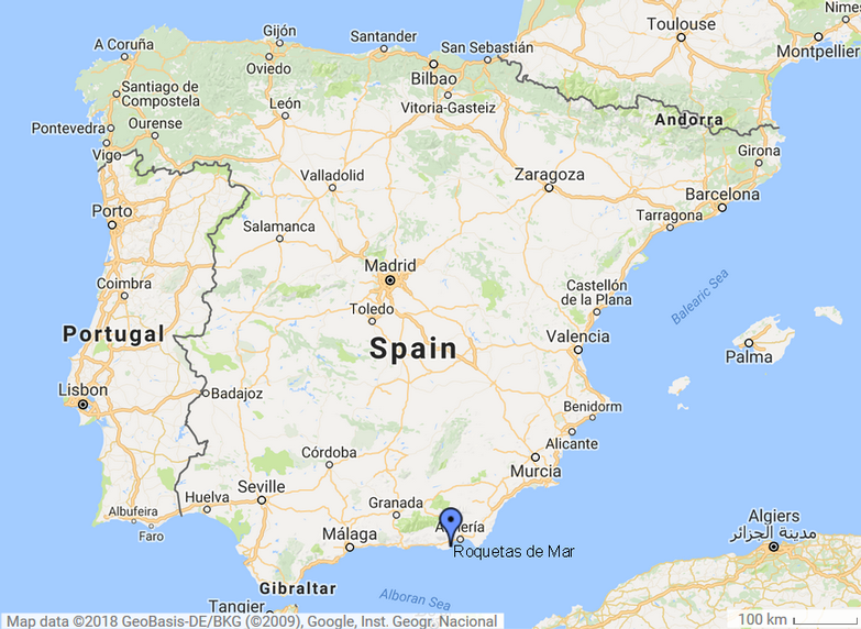 Location of Roquetas de Mar in Spain